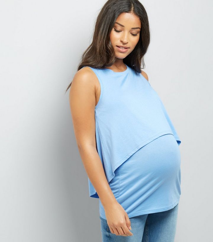 New Look Maternity Pale Blue Double Layer Nursing 